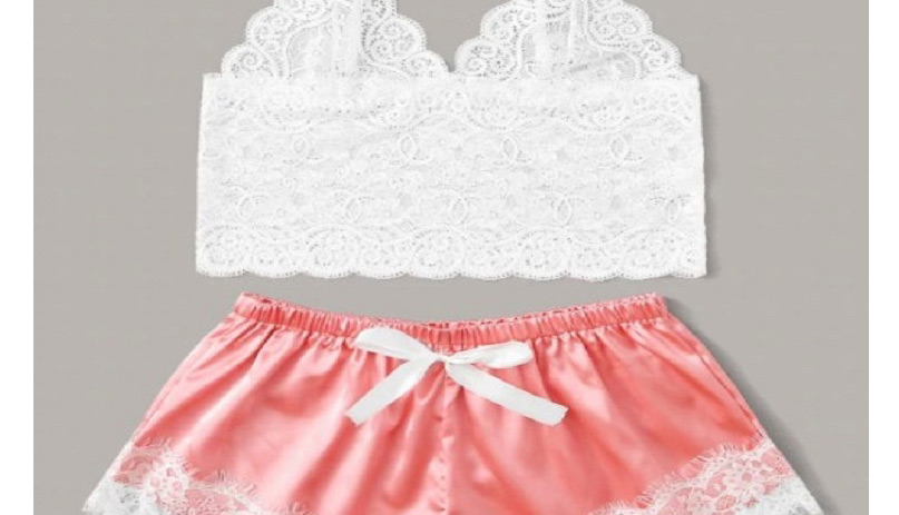 Fashion Pink Lace Perspective Underwear Set,SLEEPWEAR & UNDERWEAR