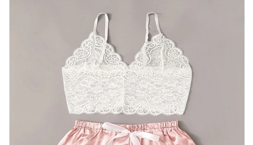 Fashion Pink Lace Perspective Underwear Set,SLEEPWEAR & UNDERWEAR