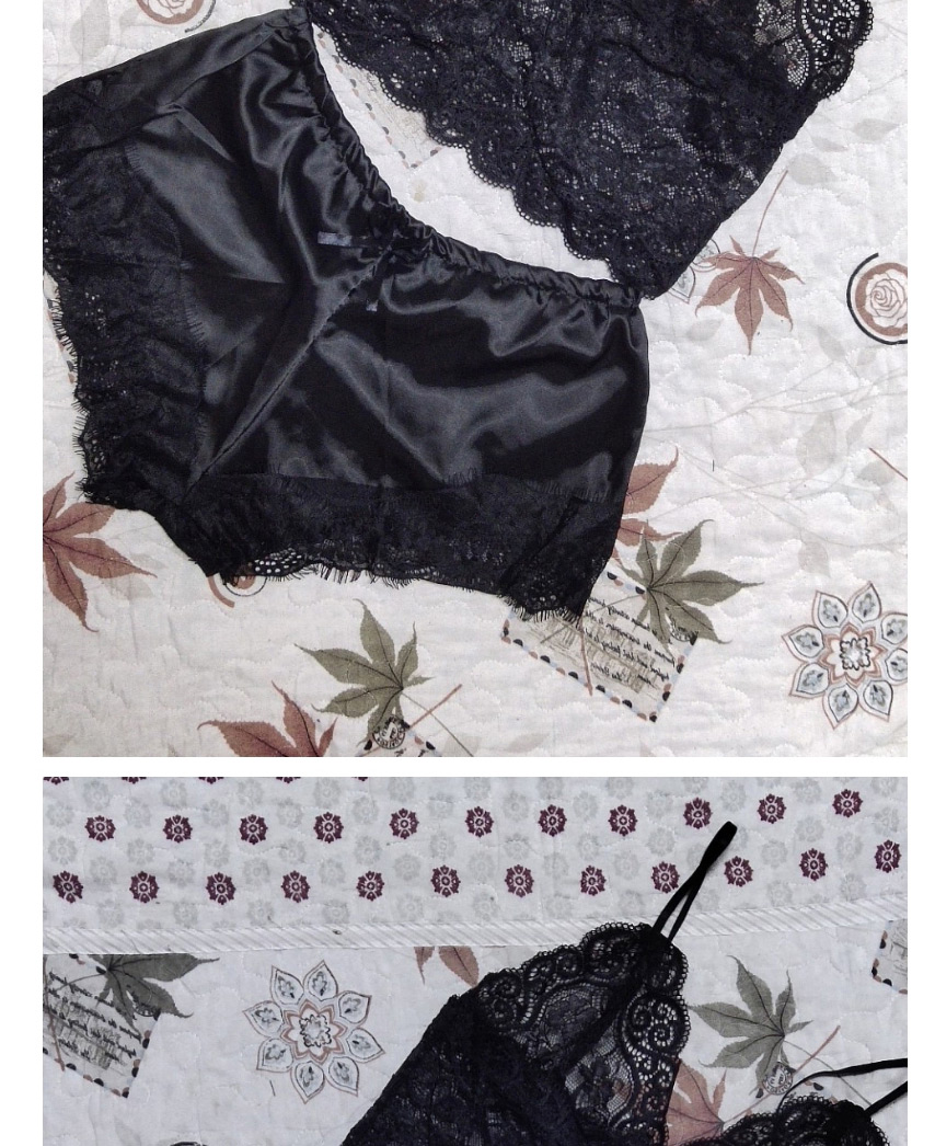 Fashion Black Two-piece Silk Sling Lace Underwear Nightdress,SLEEPWEAR & UNDERWEAR