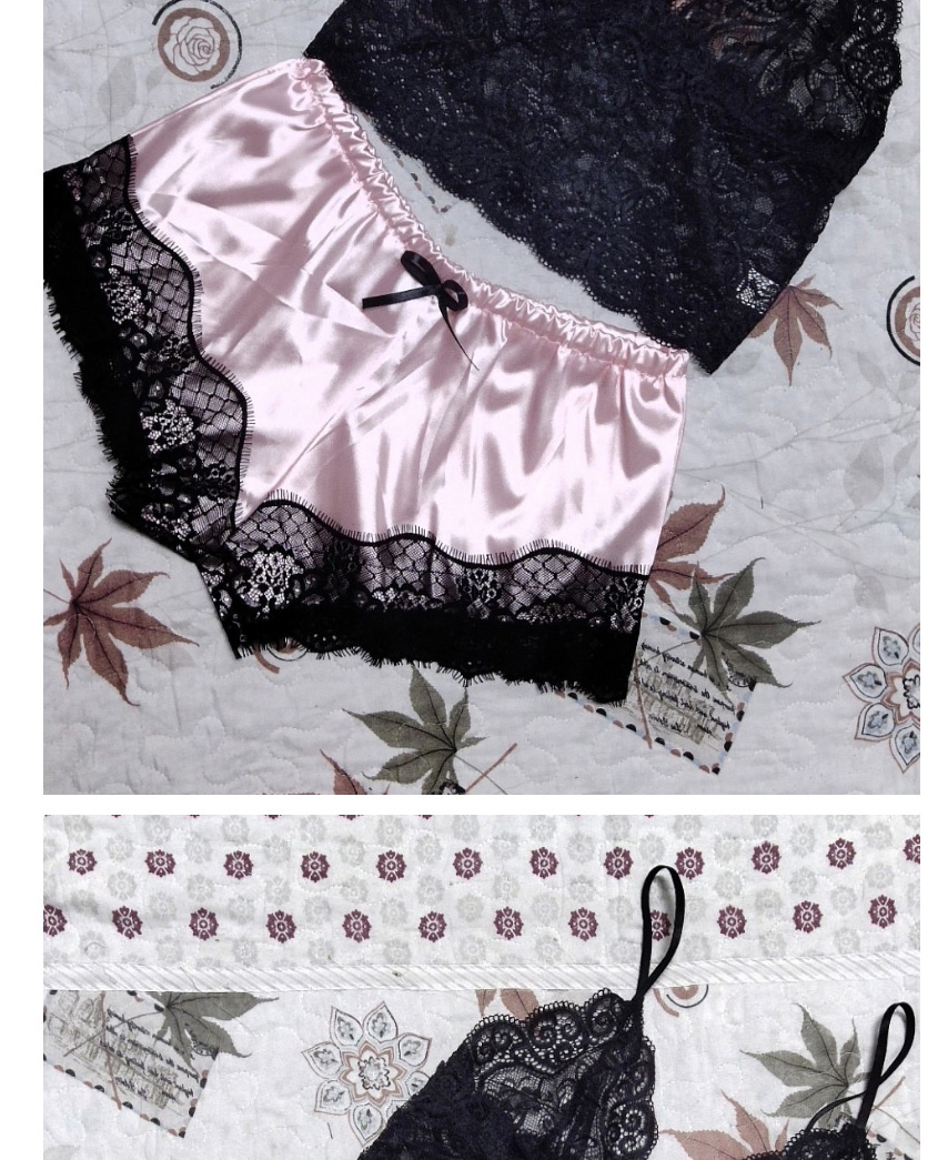 Fashion Skin Powder Two-piece Silk Sling Lace Underwear Nightdress,SLEEPWEAR & UNDERWEAR