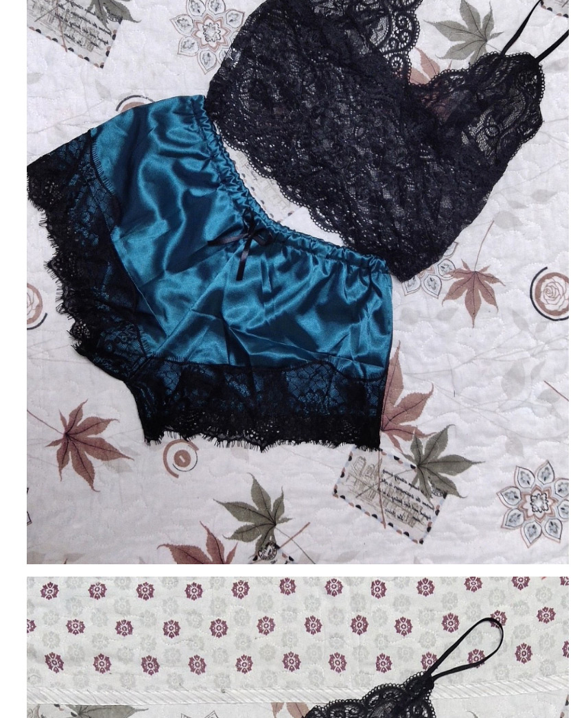 Fashion Black Two-piece Silk Sling Lace Underwear Nightdress,SLEEPWEAR & UNDERWEAR