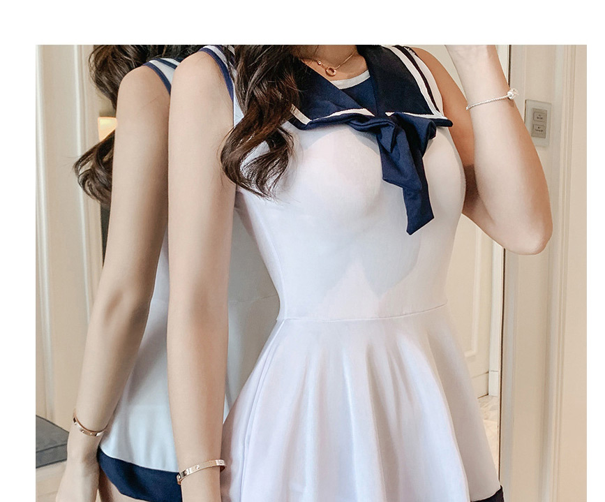 Fashion White Contrasting Color Student Uniform Cosplay Sailor Underwear Set,SLEEPWEAR & UNDERWEAR
