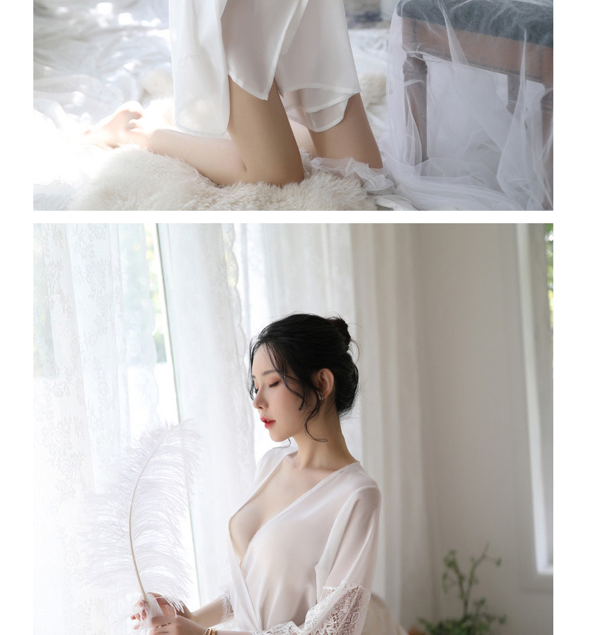 Fashion White Net Yarn Ice Silk Transparent Tie Underwear Set,SLEEPWEAR & UNDERWEAR