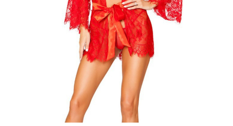 Fashion Red Transparent Lace Hollow Lace Underwear Nightgown,SLEEPWEAR & UNDERWEAR