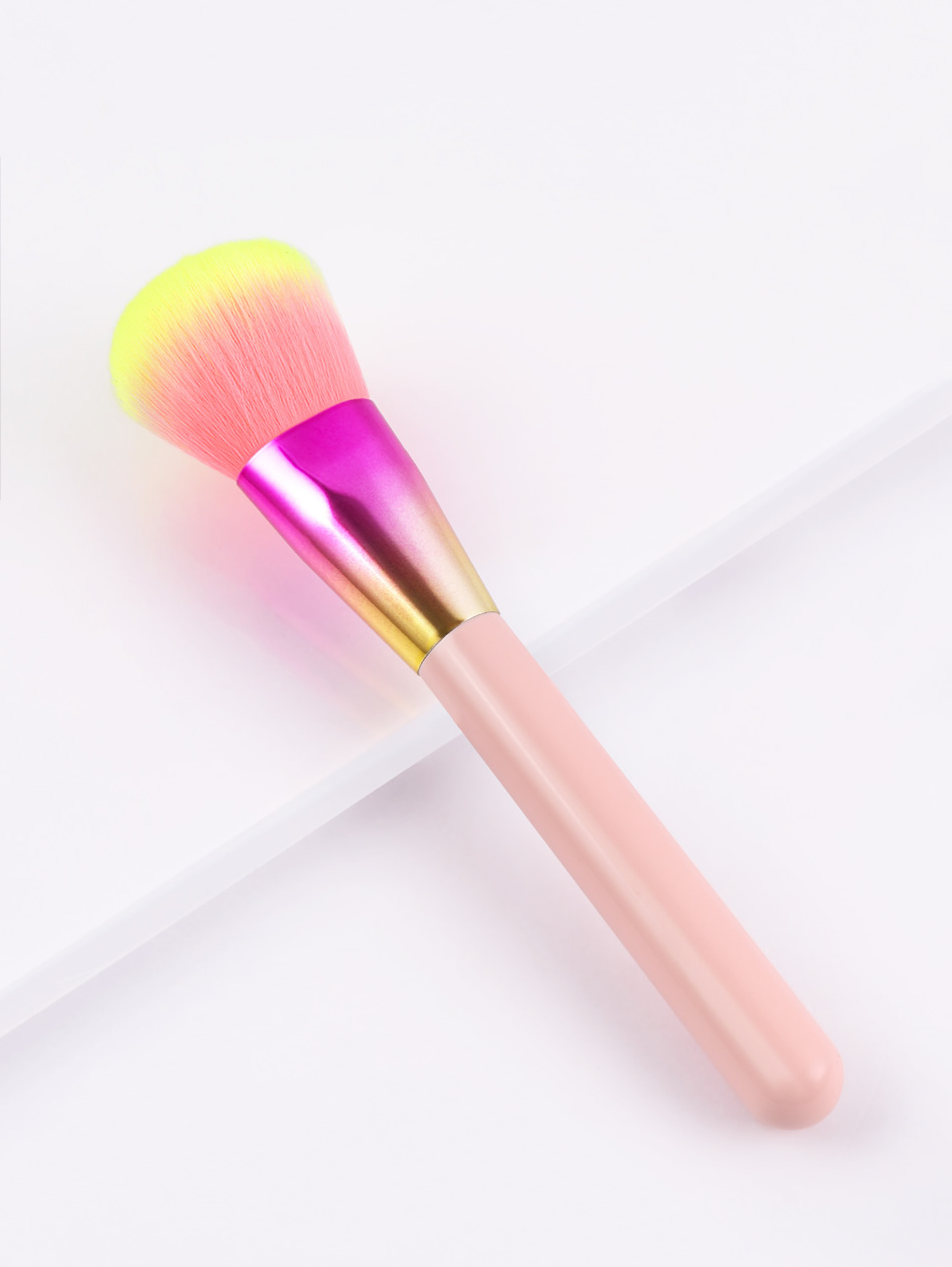 Fashion Pink Colorful Single Gradient Wooden Handle Nylon Brush,Beauty tools
