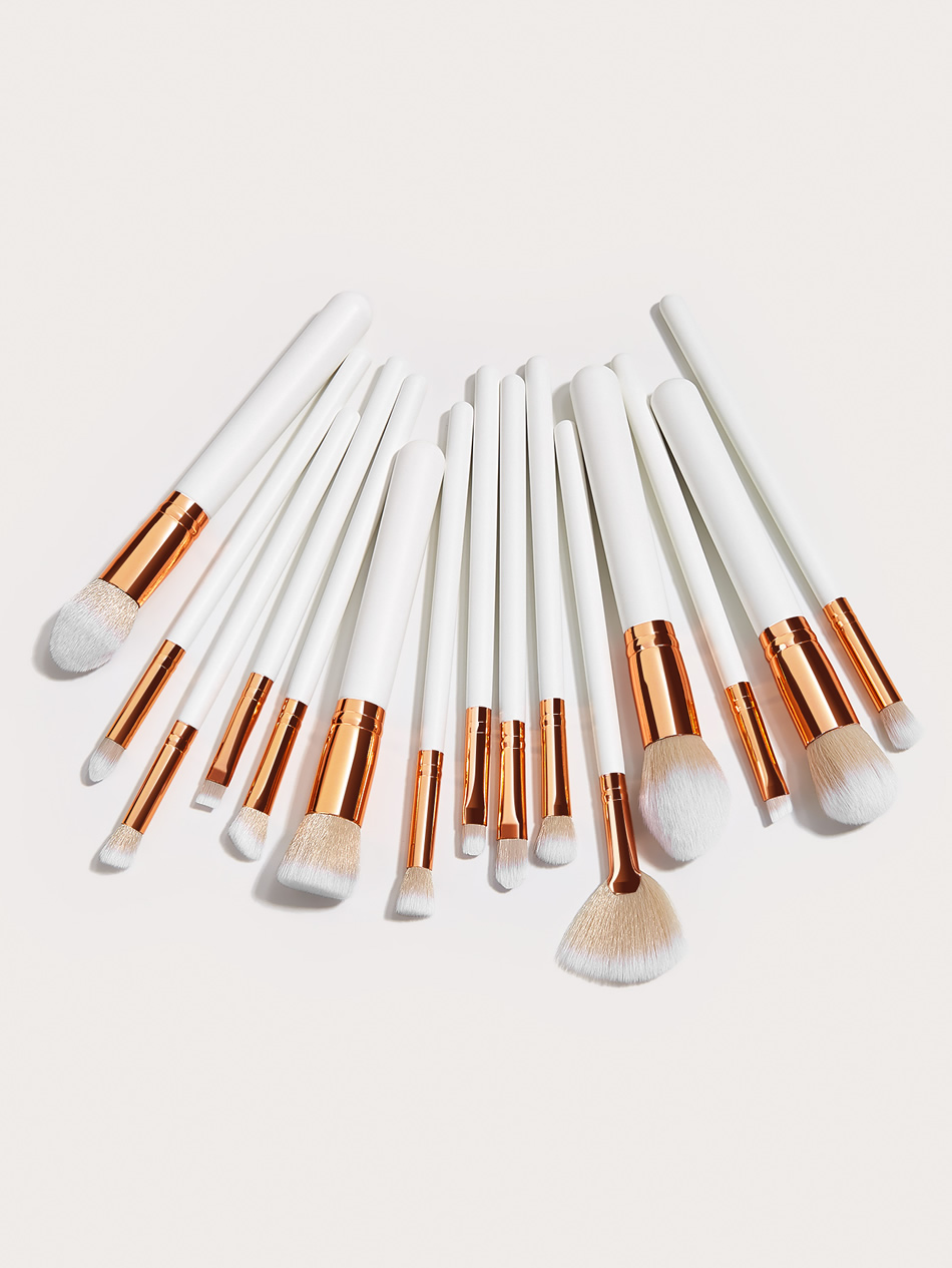Fashion Platinum Set Of 15 Nylon Hair Makeup Brushes With Wooden Handle,Beauty tools