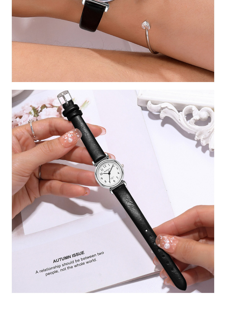 Fashion Black With White Noodles Thin Belt Digital Face Quartz Watch,Ladies Watches