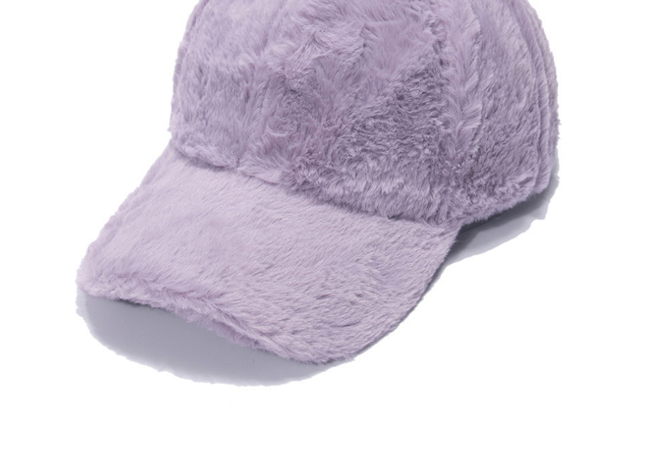 Fashion Pink Rabbit Fur Thick Solid Color Plush Cap,Baseball Caps