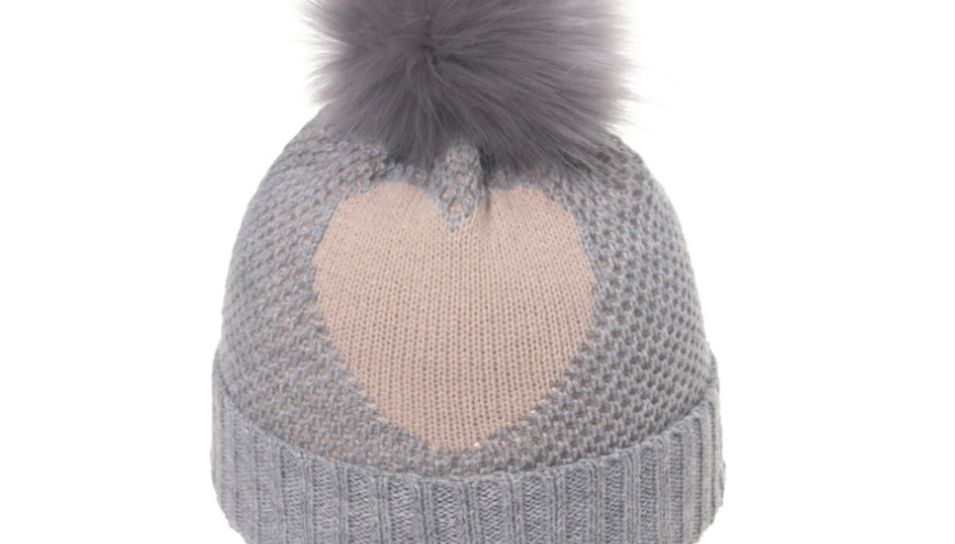 Fashion Beige Love Wool Ball Children S Knitted Hat,Children