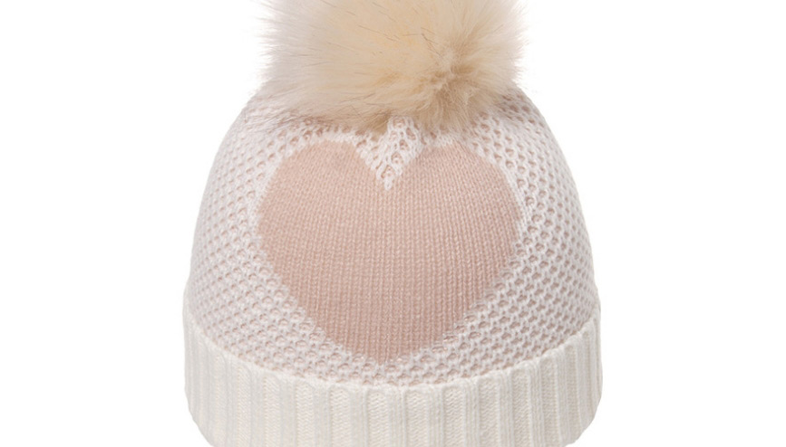 Fashion Beige Love Wool Ball Children S Knitted Hat,Children