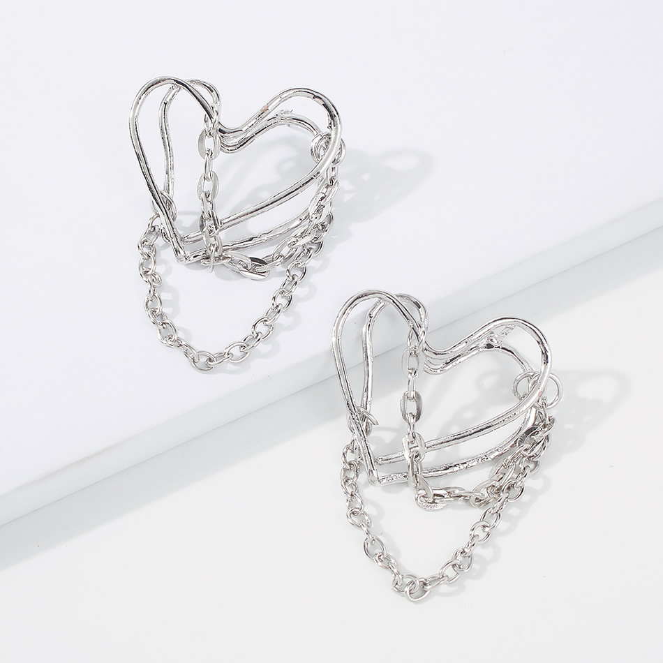 Fashion White K Alloy Love Chain Multilayer Earrings,Drop Earrings