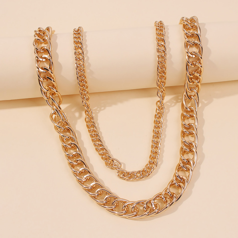 Fashion Gold Color Alloy Thick Chain Multilayer Necklace,Chains