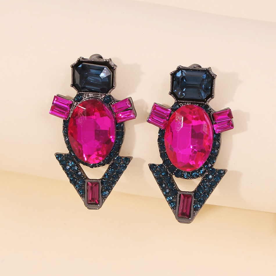 Fashion Red Alloy Diamond Geometric Earrings,Drop Earrings