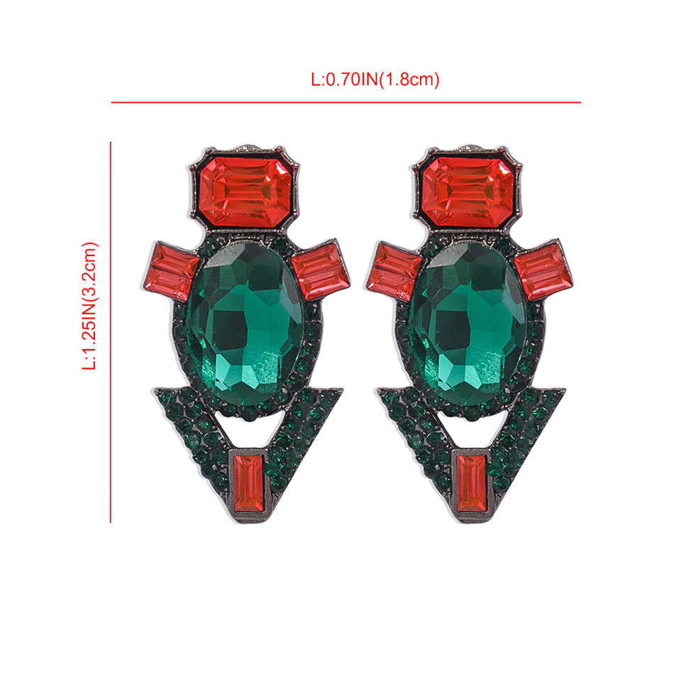 Fashion Green Alloy Diamond Geometric Earrings,Drop Earrings