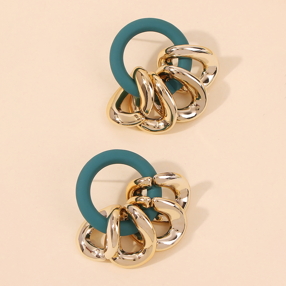 Fashion Blue Alloy Geometric Tassel Hollow Earrings,Drop Earrings