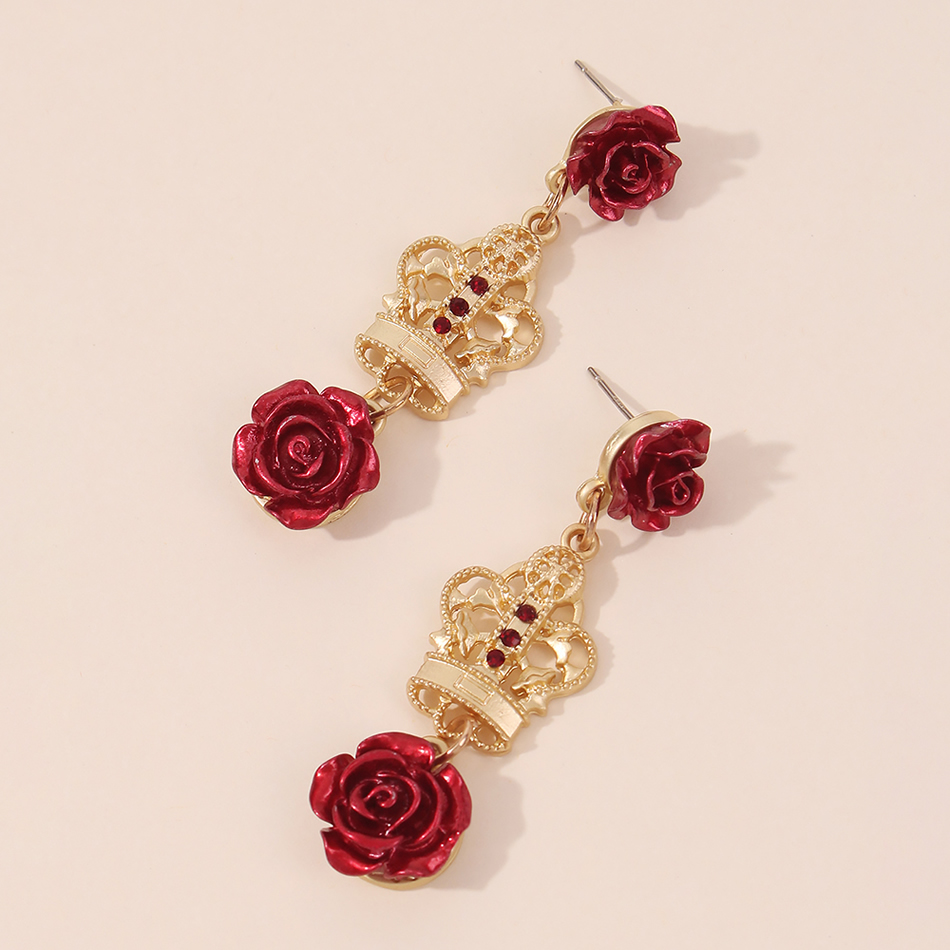 Fashion 2 Flower Crowns Alloy Flower Love Resin Earrings,Drop Earrings