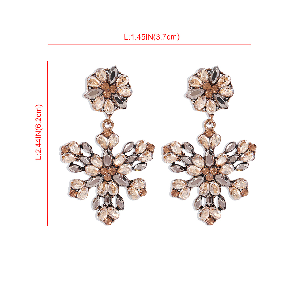 Fashion Champagne Alloy Diamond Flower Earrings,Drop Earrings