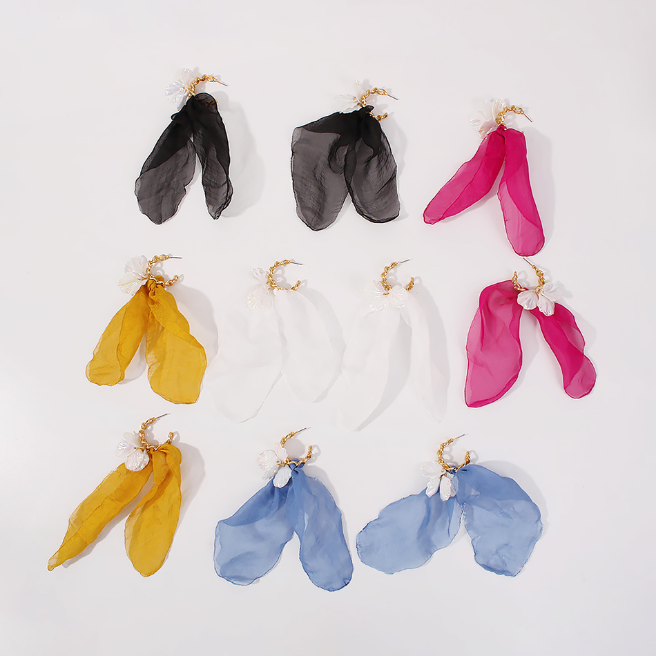 Fashion Yellow Alloy Resin Cloth Flower Earrings,Drop Earrings