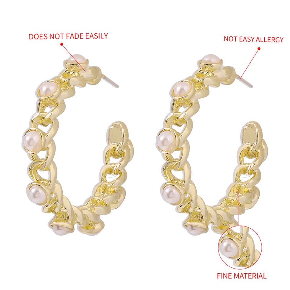 Fashion Gold Color Alloy Pearl C-shaped Earrings,Stud Earrings