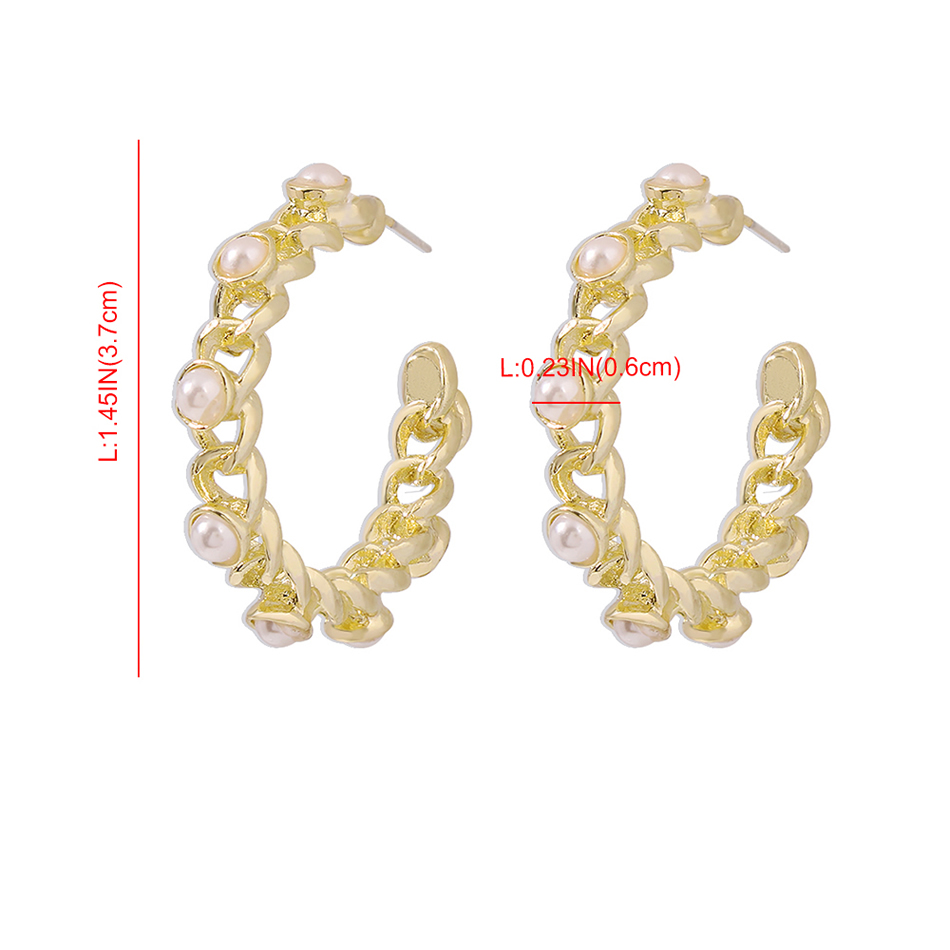 Fashion Gold Color Alloy Pearl C-shaped Earrings,Stud Earrings
