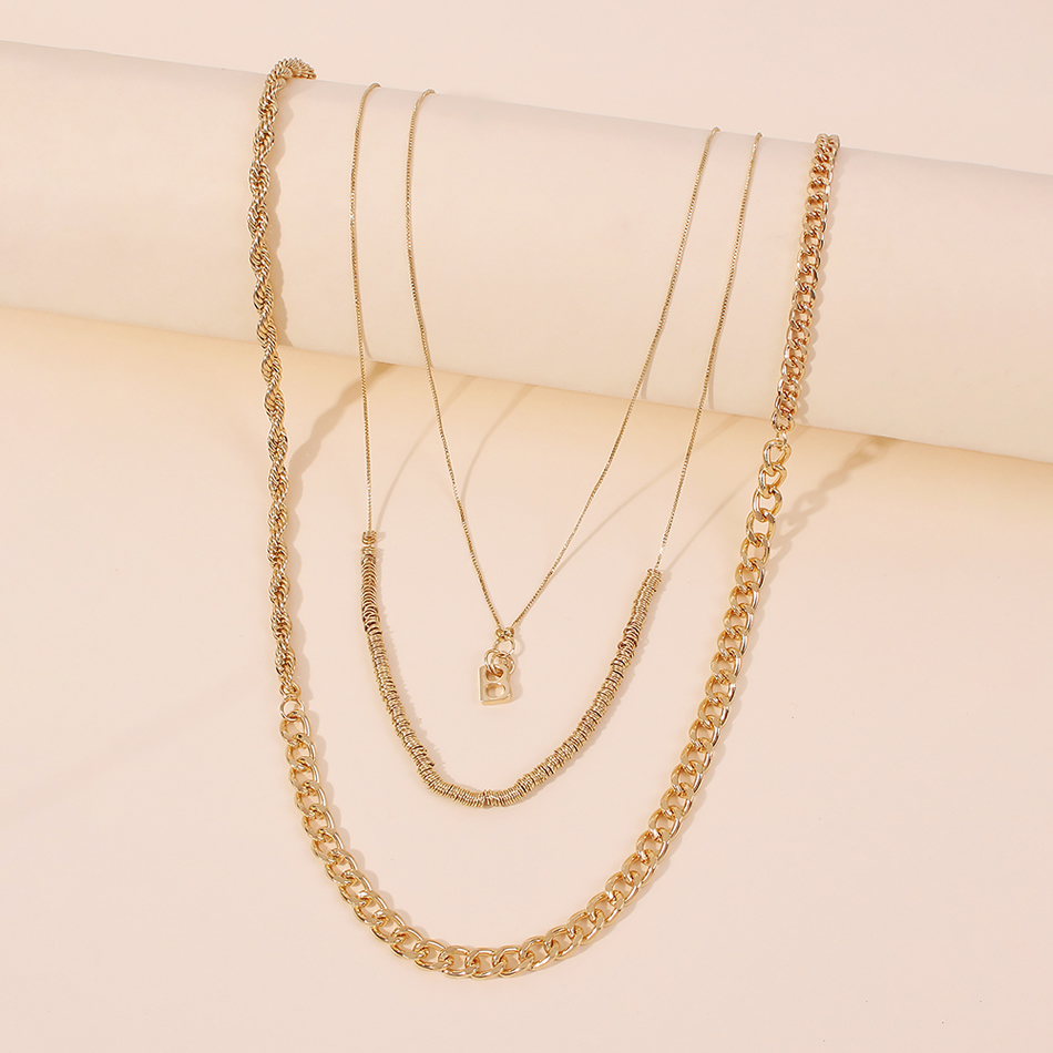 Fashion Gold Color Alloy Letter Pendant Multilayer Necklace,Chains