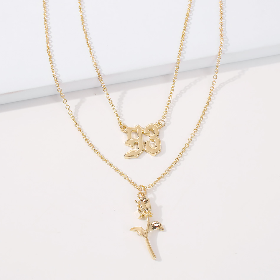 Fashion Gold Color Alloy Resin Flower Double Necklace,Chains