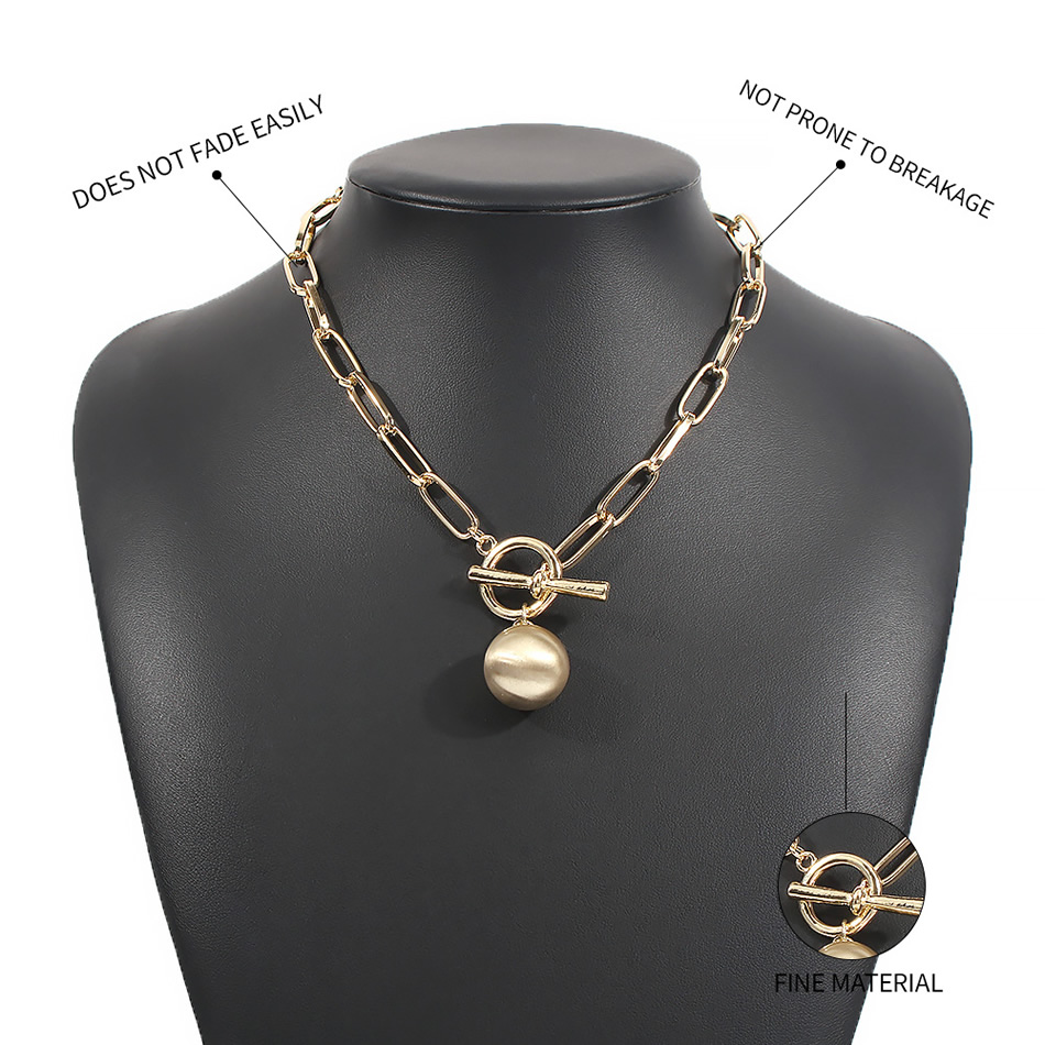 Fashion Gold Color Alloy Thick Chain Round Bead Necklace,Chains
