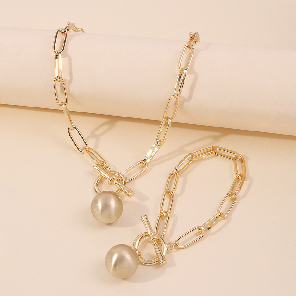 Fashion White K Alloy Thick Chain Round Bead Bracelet,Fashion Bracelets