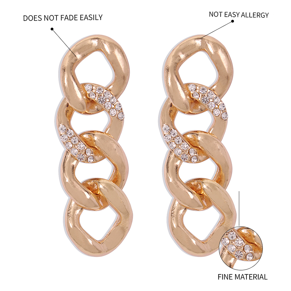 Fashion White K Alloy Diamond Geometric Thick Chain Earrings,Drop Earrings