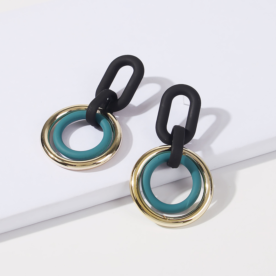 Fashion Green Geometric Round Alloy Multilayer Earrings,Drop Earrings