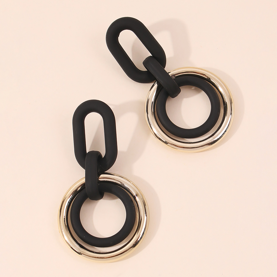 Fashion Black Geometric Round Alloy Multilayer Earrings,Drop Earrings