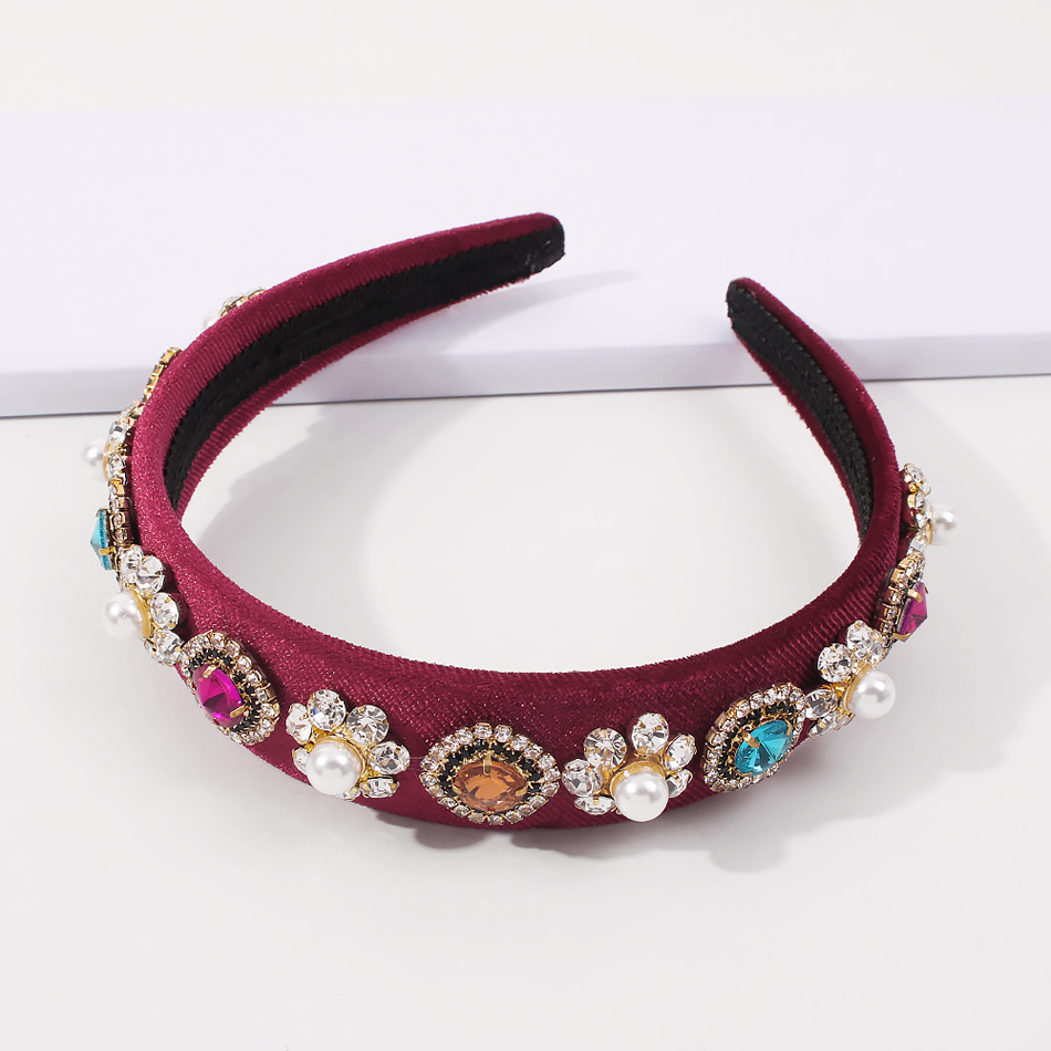 Fashion Beige Fabric Pearl And Diamond Flower Headband,Head Band