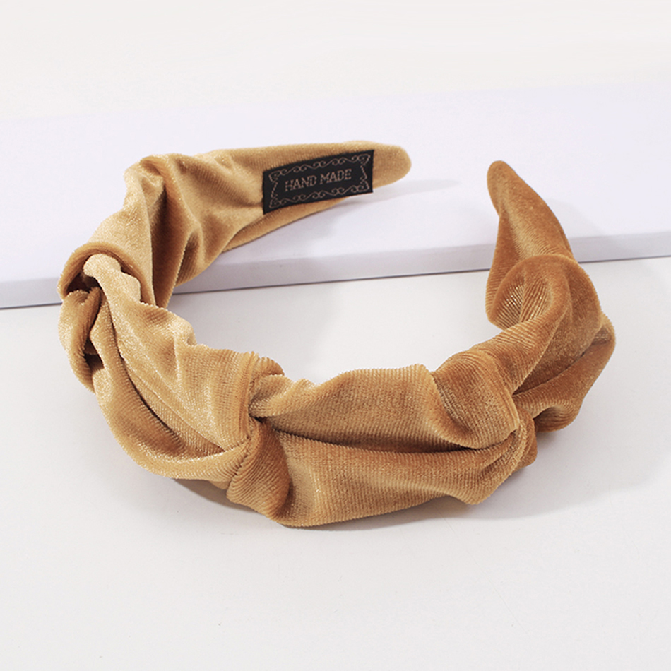 Fashion Pink Gold Velvet Pleated Fabric Wide-brimmed Headband,Head Band