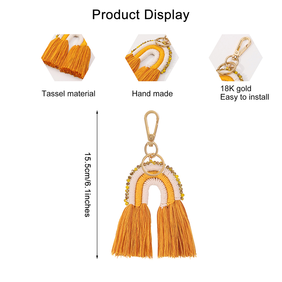 Fashion Orange Alloy Tassel Geometric Keychain,Fashion Keychain