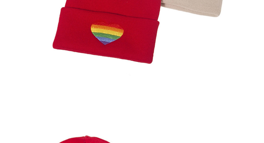 Fashion Beige Rainbow Gradient Love Children S Knitted Hat,Children