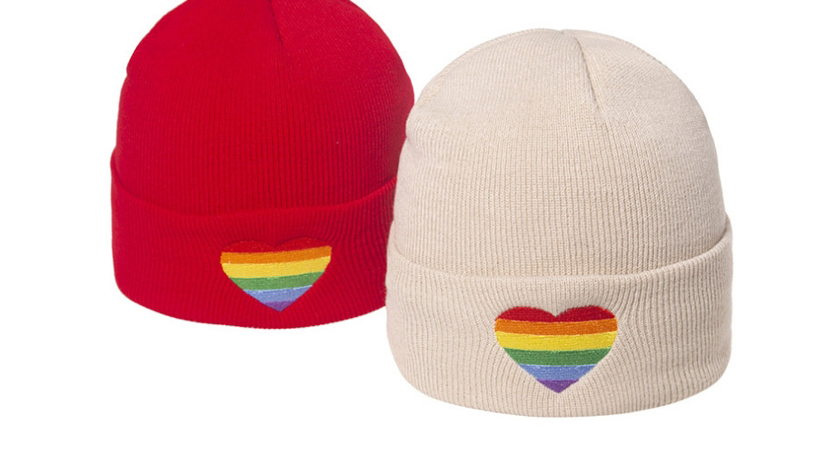 Fashion Red Rainbow Gradient Love Children S Knitted Hat,Children
