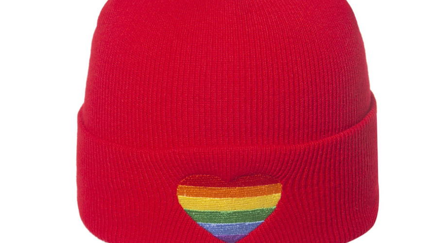 Fashion Red Rainbow Gradient Love Children S Knitted Hat,Children