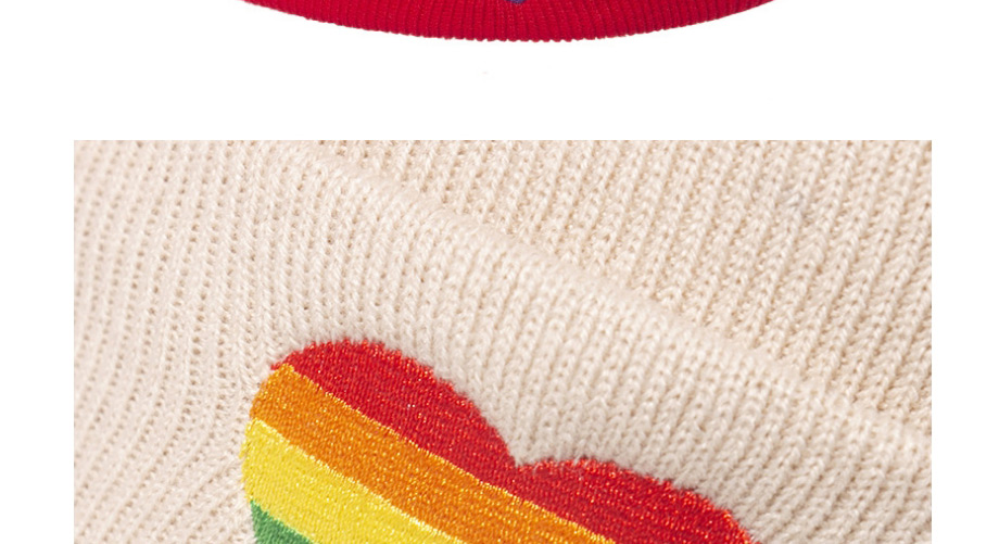 Fashion Beige Rainbow Gradient Love Children S Knitted Hat,Children