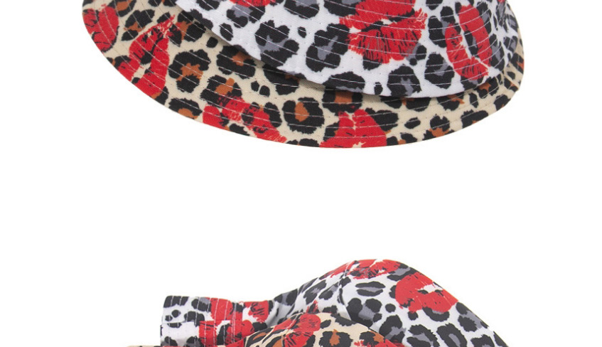 Fashion Yellow Leopard Print Lip Print Double-sided Fisherman Hat,Sun Hats