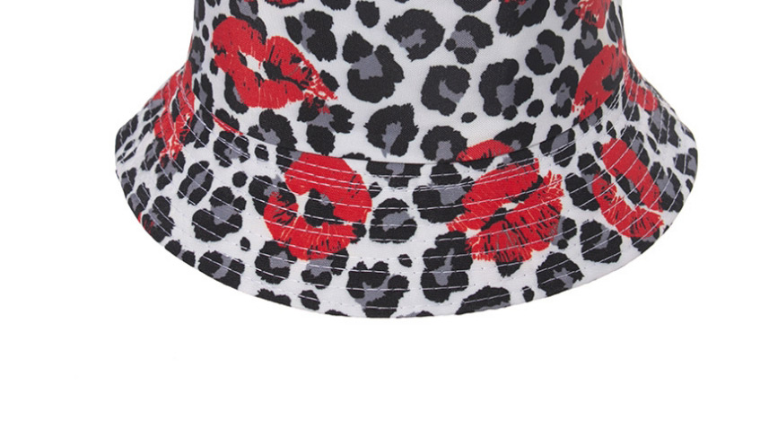 Fashion Gray Leopard Print Lip Print Double-sided Fisherman Hat,Sun Hats