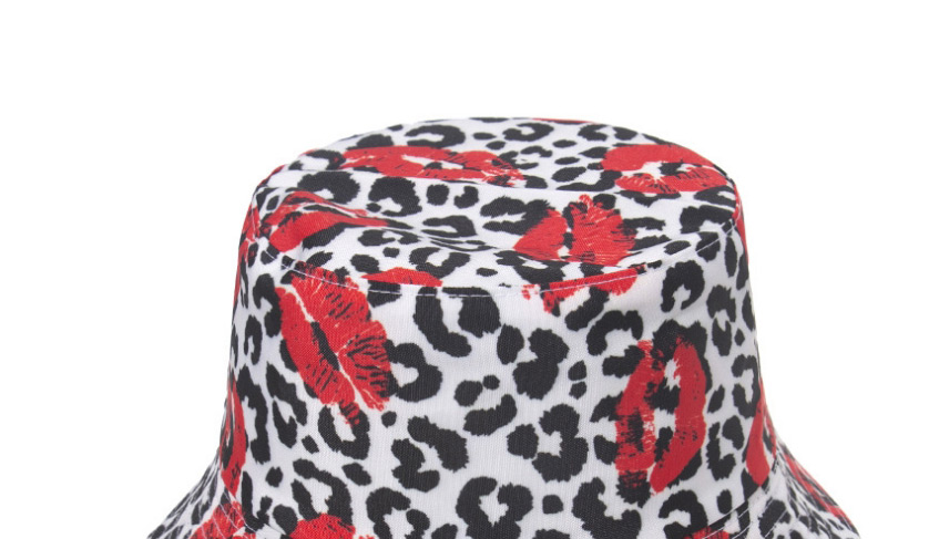 Fashion Gray Leopard Print Lip Print Double-sided Fisherman Hat,Sun Hats