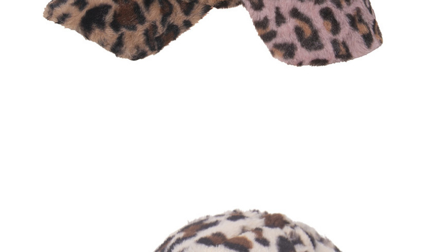 Fashion Beige Leopard Print Faux Rabbit Fur Cap,Sun Hats