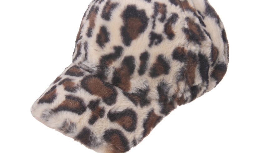Fashion Khaki Leopard Print Faux Rabbit Fur Cap,Sun Hats