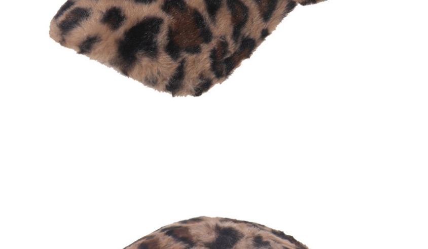 Fashion Beige Leopard Print Faux Rabbit Fur Cap,Sun Hats