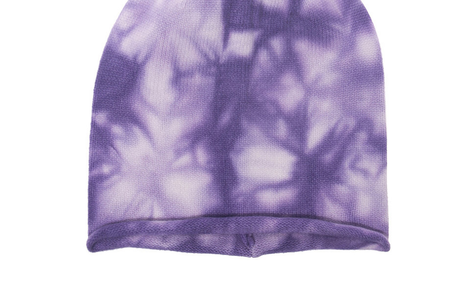 Fashion Purple Tie-dye Curled Knitted Woolen Hat,Knitting Wool Hats