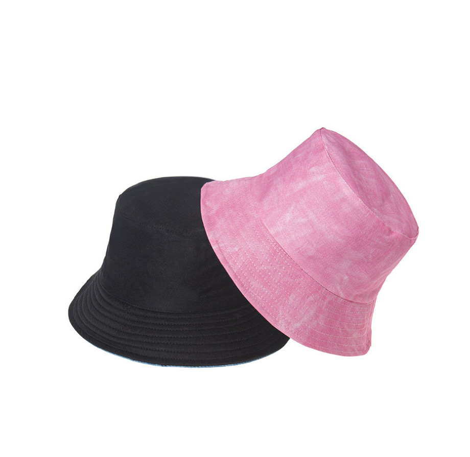 Fashion Black Washed White Tie-dye Denim With Fisherman Hat On Both Sides,Sun Hats