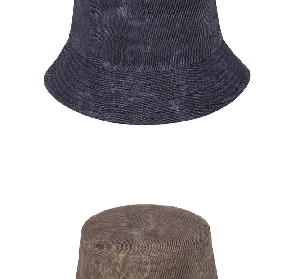 Fashion Brown Washed White Tie-dye Denim With Fisherman Hat On Both Sides,Sun Hats