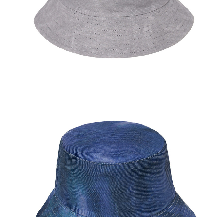 Fashion Gray Washed White Tie-dye Denim With Fisherman Hat On Both Sides,Sun Hats