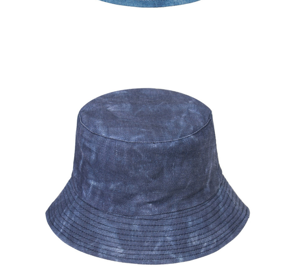 Fashion Light Blue Washed White Tie-dye Denim With Fisherman Hat On Both Sides,Sun Hats