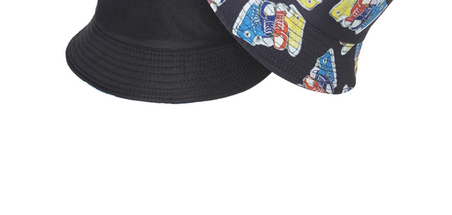 Fashion Black Shoes Print Double-sided Fisherman Hat,Sun Hats